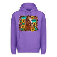 Purple horse sunflowers turquoise wooden serape leopard Premium Hoodie - Artiststas