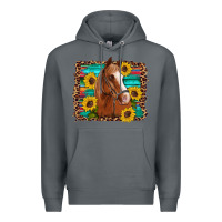Rock horse sunflowers turquoise wooden serape leopard Premium Hoodie - Artiststas
