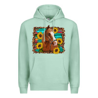 Seafoam horse sunflowers turquoise wooden serape leopard Premium Hoodie - Artiststas