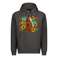 Smoke horse sunflowers turquoise wooden serape leopard Premium Hoodie - Artiststas