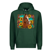 Sports Green horse sunflowers turquoise wooden serape leopard Premium Hoodie - Artiststas