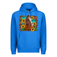 True Royal horse sunflowers turquoise wooden serape leopard Premium Hoodie - Artiststas