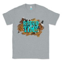 Heather Grey rodeo time  with leopard and cowhide Classic Tee - Artiststas