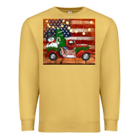 Antique Gold christmas truck with american flag Premium Sweatshirt - Jasminsmagicworld