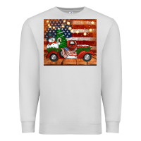 Dove Grey christmas truck with american flag Premium Sweatshirt - Jasminsmagicworld