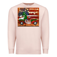 Pale Pink christmas truck with american flag Premium Sweatshirt - Jasminsmagicworld