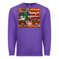 Purple christmas truck with american flag Premium Sweatshirt - Jasminsmagicworld