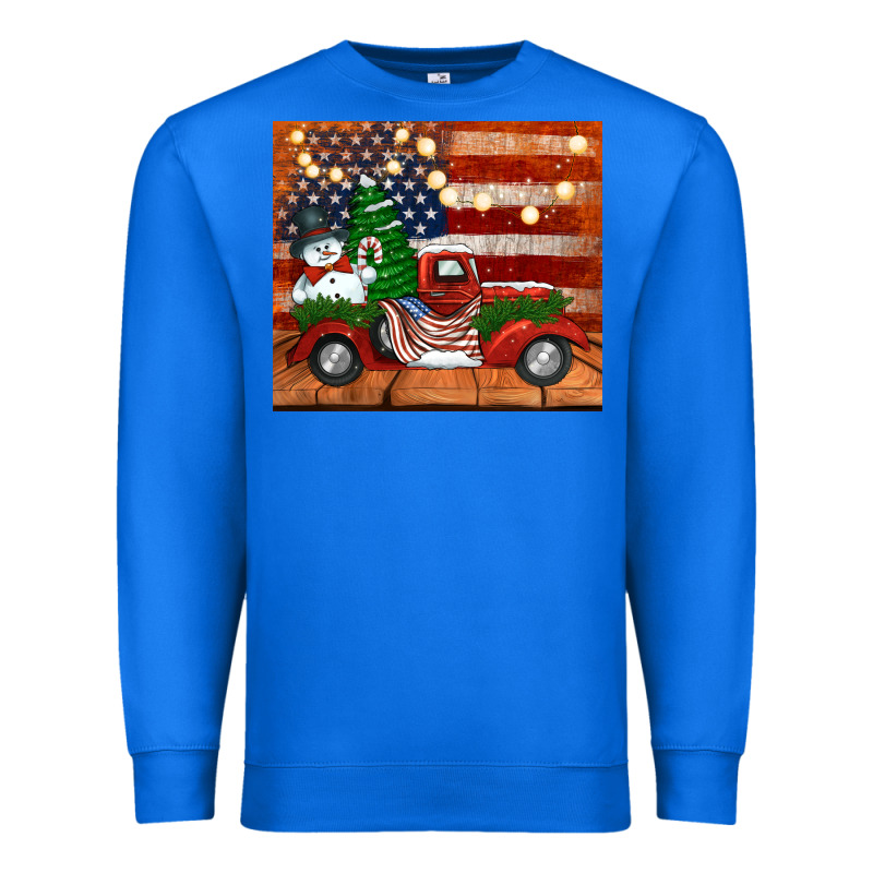 Christmas Truck With American Flag Premium Sweatshirt by Jasminsmagicworld | Teevron