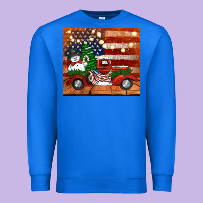 Christmas Truck With American Flag Premium Sweatshirt Designed By Jasminsmagicworld