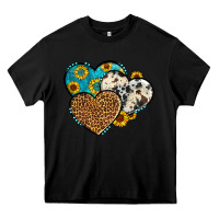 Black cowhide leopard hearts Heavy Core Tee - OliviaCreatesArt