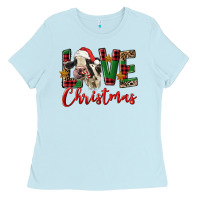 Baby Blue love christmas holstein heifer Ladies Tee - FaDigitalArtStudio
