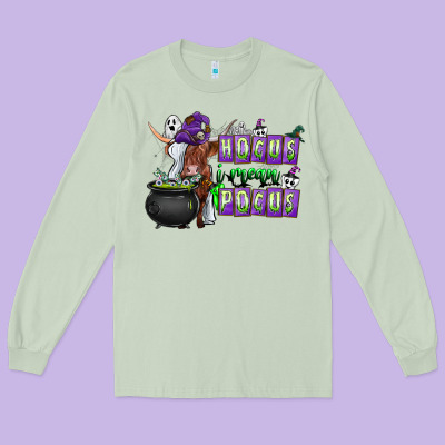 Hocus I Mean Pocus Long Sleeve Tee Designed By Cowhidedigitalart