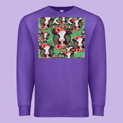 Baby Cow Floral Aztec Tumbler Premium Sweatshirt Designed By Jasminsmagicworld