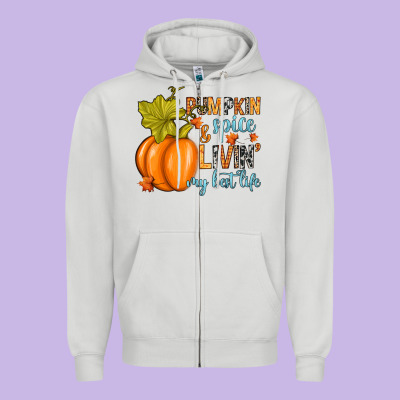 Pumpkin Spice And Livin' My Best Life Zipper Hoodie Designed By Ranaportraitstore