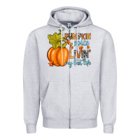 Heather Grey Pumpkin spice and livin' my best life Zipper Hoodie - RanaPortraitStore
