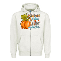 Oatmeal Heather Pumpkin spice and livin' my best life Zipper Hoodie - RanaPortraitStore