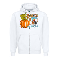 White Pumpkin spice and livin' my best life Zipper Hoodie - RanaPortraitStore
