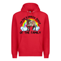 Red i'm the rainbow sheep of the family suffolk sheep black face sheep Premium Hoodie - Artiststas