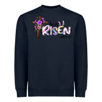 Navy easter he is risen matthew 28 6 Heavyweight Sweatshirt - Jasminsmagicworld
