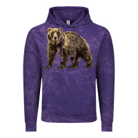 Cloud Purple Brown Bear Vintage Hoodie - LillyAllenDesigns