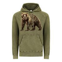 Vintage Olive Brown Bear Vintage Hoodie - LillyAllenDesigns