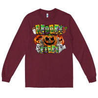 Burgundy Spooky Vibes Long Sleeve Tee - CowhideDigitalArt
