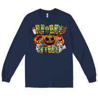Navy Spooky Vibes Long Sleeve Tee - CowhideDigitalArt