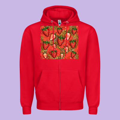 Strawberries Zipper Hoodie Designed By Jasminsmagicworld