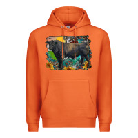 Carrot black angus bull with aztec and farm background Premium Hoodie - RanaPortraitStore