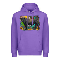 Purple black angus bull with aztec and farm background Premium Hoodie - RanaPortraitStore
