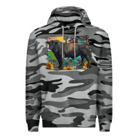 Slate Camo black angus bull with aztec and farm background Premium Hoodie - RanaPortraitStore