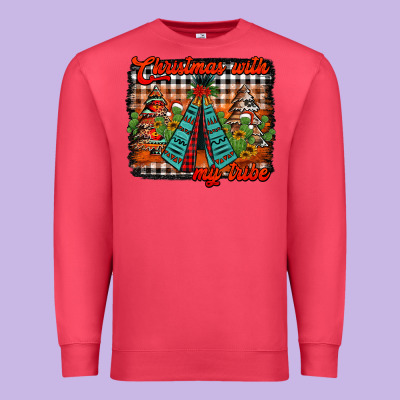 Christmas With My Tribe Premium Sweatshirt Designed By Jasminsmagicworld