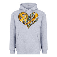 Heather Grey childhood cancer awareness heart Heavyweight Hoodie - Jasminsmagicworld