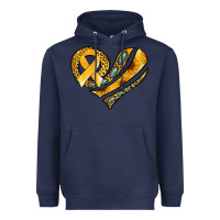 Navy childhood cancer awareness heart Heavyweight Hoodie - Jasminsmagicworld