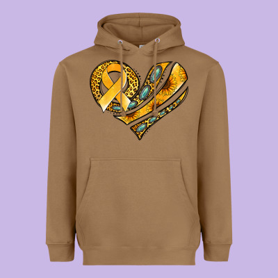 Childhood Cancer Awareness Heart Heavyweight Hoodie Designed By Jasminsmagicworld