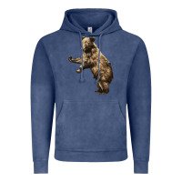 Vintage Denim Brown Bear Cub Vintage Hoodie - LillyAllenDesigns