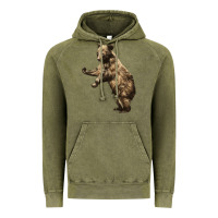 Vintage Olive Brown Bear Cub Vintage Hoodie - LillyAllenDesigns
