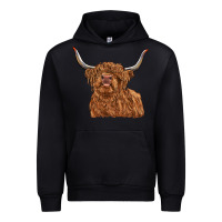 Black highland cow Urban Hoodie - RanaPortraitStore