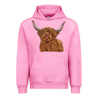 Fuchsia Pink highland cow Urban Hoodie - RanaPortraitStore
