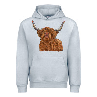 Heather Grey highland cow Urban Hoodie - RanaPortraitStore