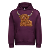 Mauve Wine highland cow Urban Hoodie - RanaPortraitStore