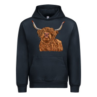 Navy highland cow Urban Hoodie - RanaPortraitStore