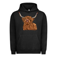 Pigment Black highland cow Urban Hoodie - RanaPortraitStore