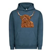 Pigment Midnight Navy highland cow Urban Hoodie - RanaPortraitStore