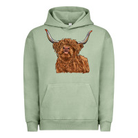 Pigment Oil Green highland cow Urban Hoodie - RanaPortraitStore