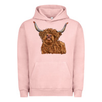 Pigment Salmon highland cow Urban Hoodie - RanaPortraitStore