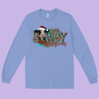 Howdy Christmas Long Sleeve Tee Designed By Cowhidedigitalart