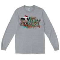 Heather Grey howdy christmas Long Sleeve Tee - CowhideDigitalArt