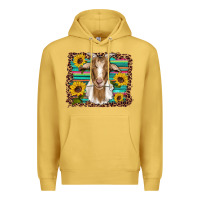 Antique Gold goat daisy sunflowers leopard serape glitter Premium Hoodie - Artiststas