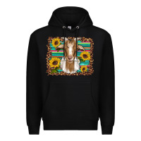 Black goat daisy sunflowers leopard serape glitter Premium Hoodie - Artiststas
